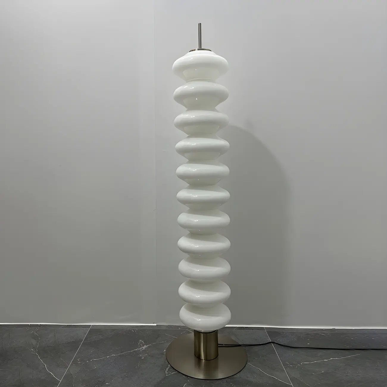 Standing White LED Glass Floor Lamp for Living Room Decor Image - 9 | homeyfad