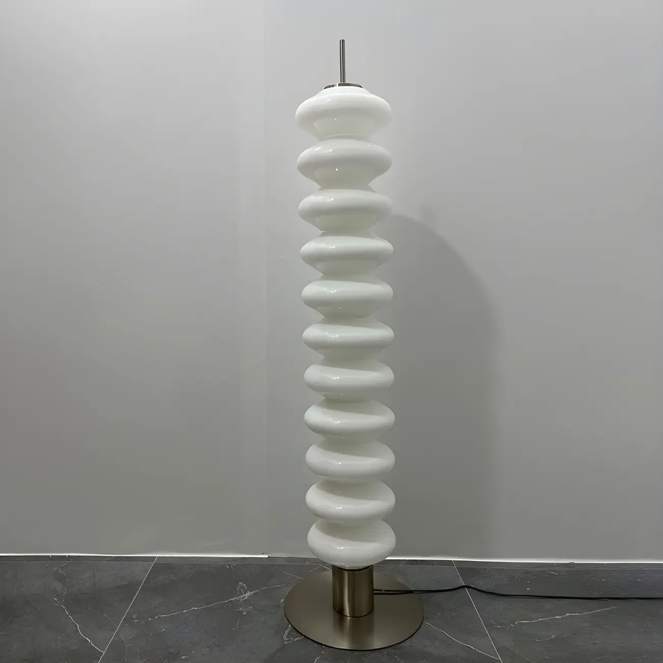 Standing White LED Glass Floor Lamp for Living Room Decor Image - 9