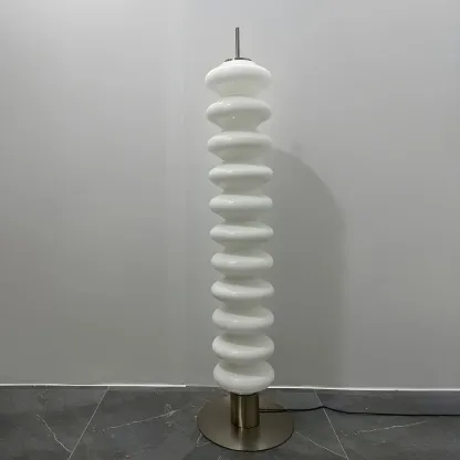 Standing White LED Glass Floor Lamp for Living Room Decor Image - 9