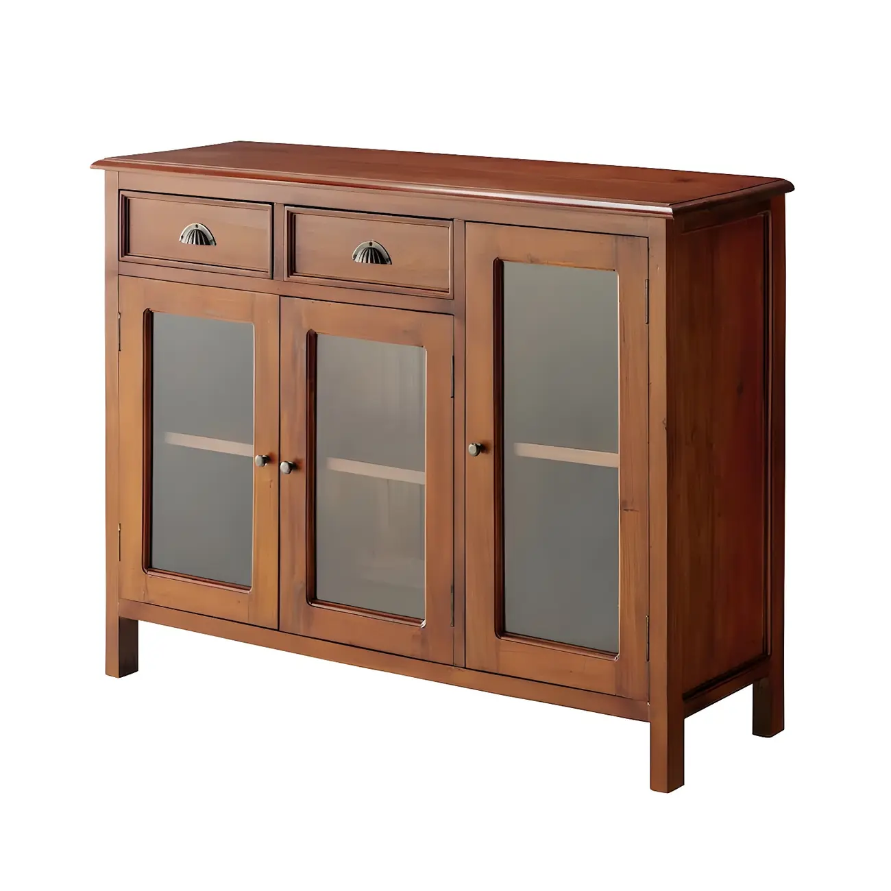 Traditional Solid Wood Display Cabinet with Glass Doors for Home Image - 2 | homeyfad