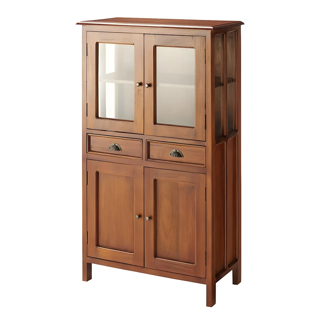 Traditional Solid Wood Display Cabinet with Glass Doors for Home Image - 3 | homeyfad