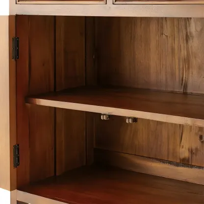 Traditional Solid Wood Display Cabinet with Glass Doors for Home Image - 8