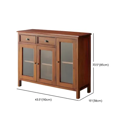 Traditional Solid Wood Display Cabinet with Glass Doors for Home #size
