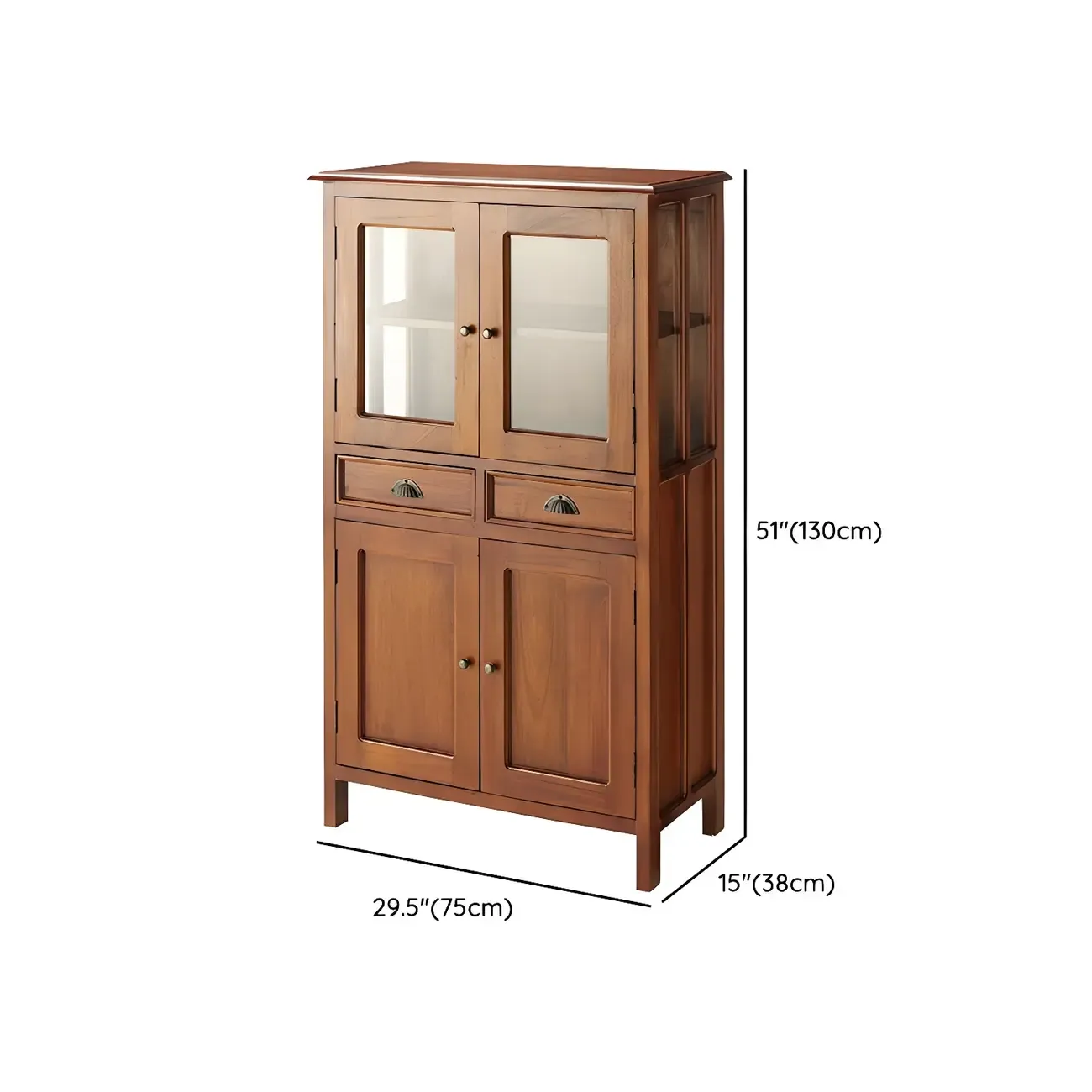 Traditional Solid Wood Display Cabinet with Glass Doors for Home Image - 13