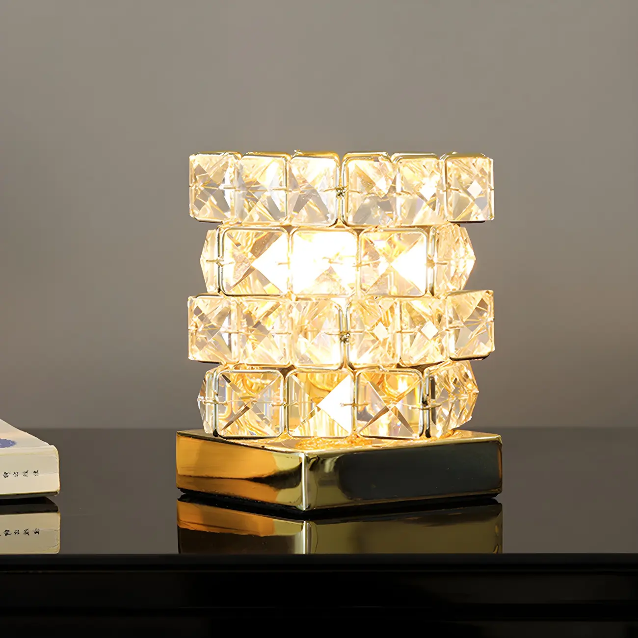 Modern Rectangular Crystal LED Table Lamp for Bedroom Image - 1 | homeyfad