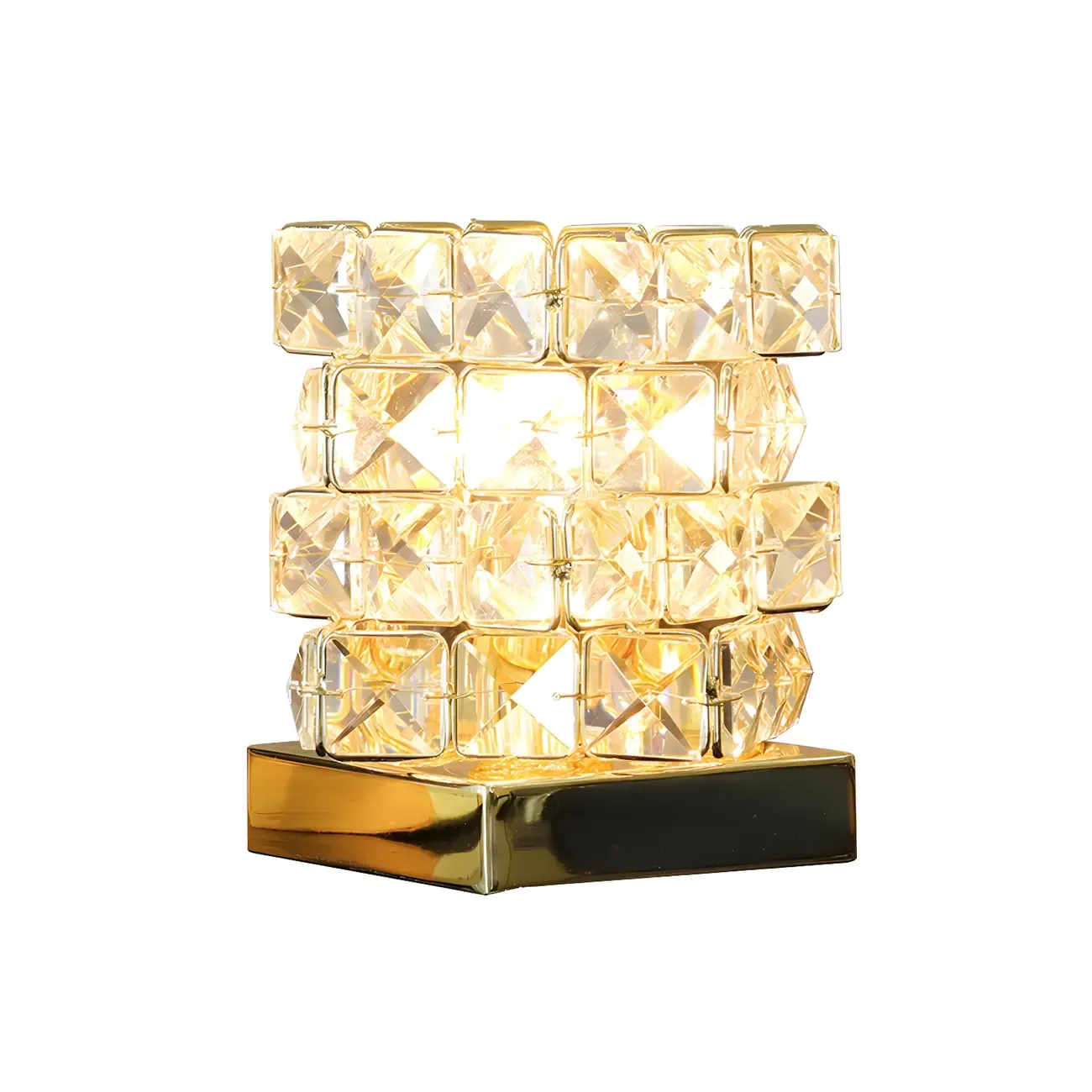 Modern Rectangular Crystal LED Table Lamp for Bedroom Image - 3