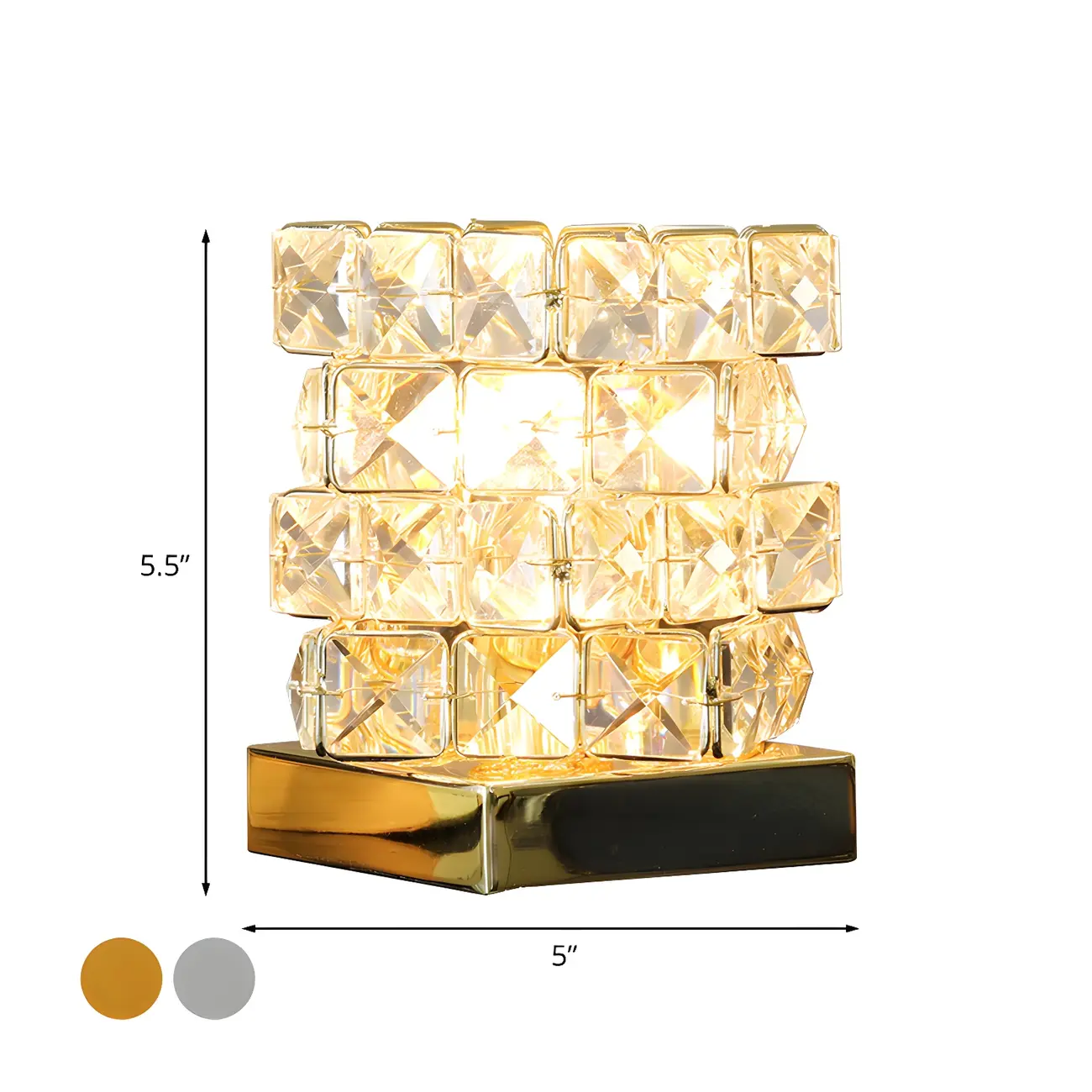 Modern Rectangular Crystal LED Table Lamp for Bedroom #size | homeyfad