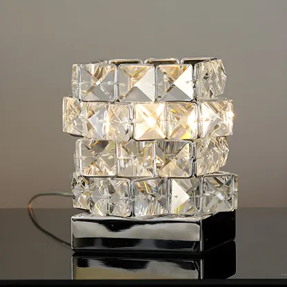 Modern Rectangular Crystal LED Table Lamp for Bedroom Image - 4