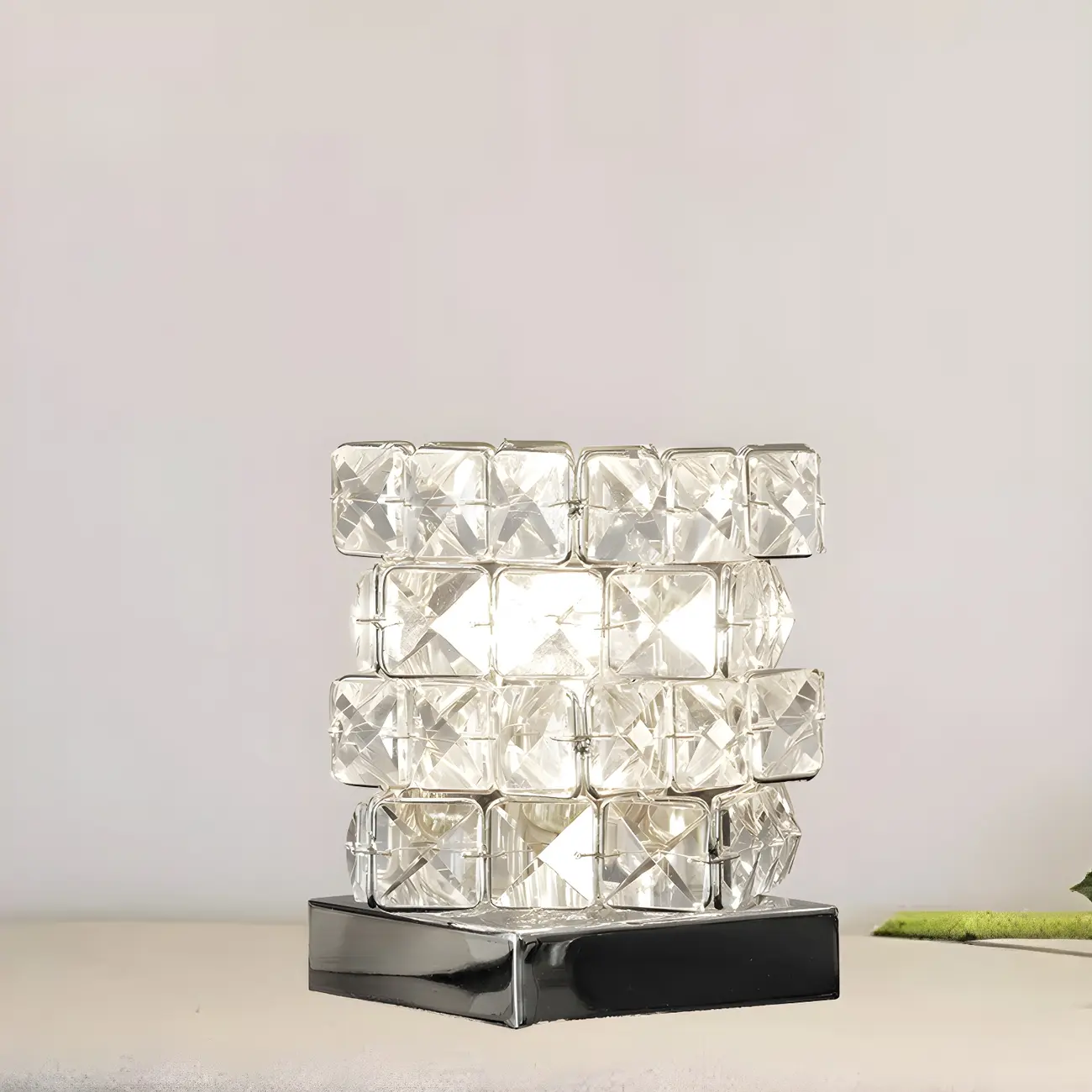 Modern Rectangular Crystal LED Table Lamp for Bedroom Image - 5 | homeyfad