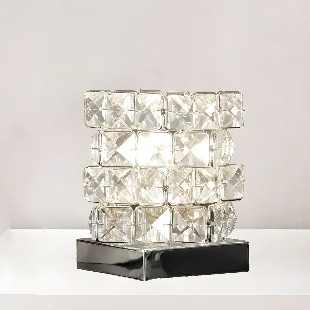 Modern Rectangular Crystal LED Table Lamp for Bedroom Image - 6 | homeyfad