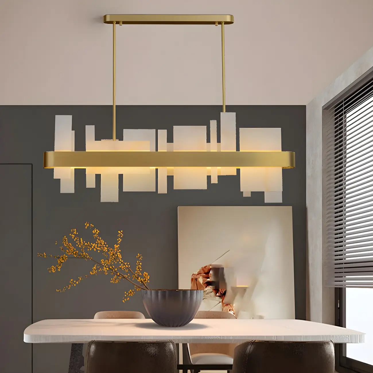 Sleek Modern Gold Rectangle LED Pendant Light Image - 1 | homeyfad