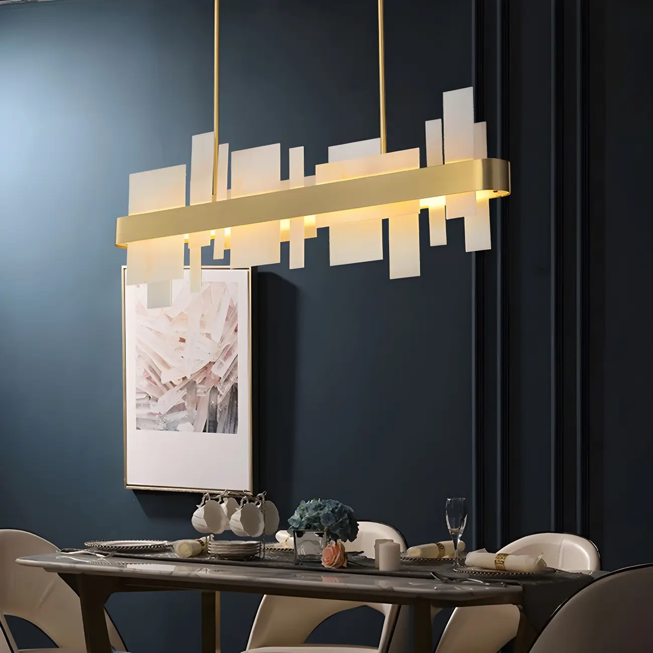Sleek Modern Gold Rectangle LED Pendant Light Image - 2 | homeyfad