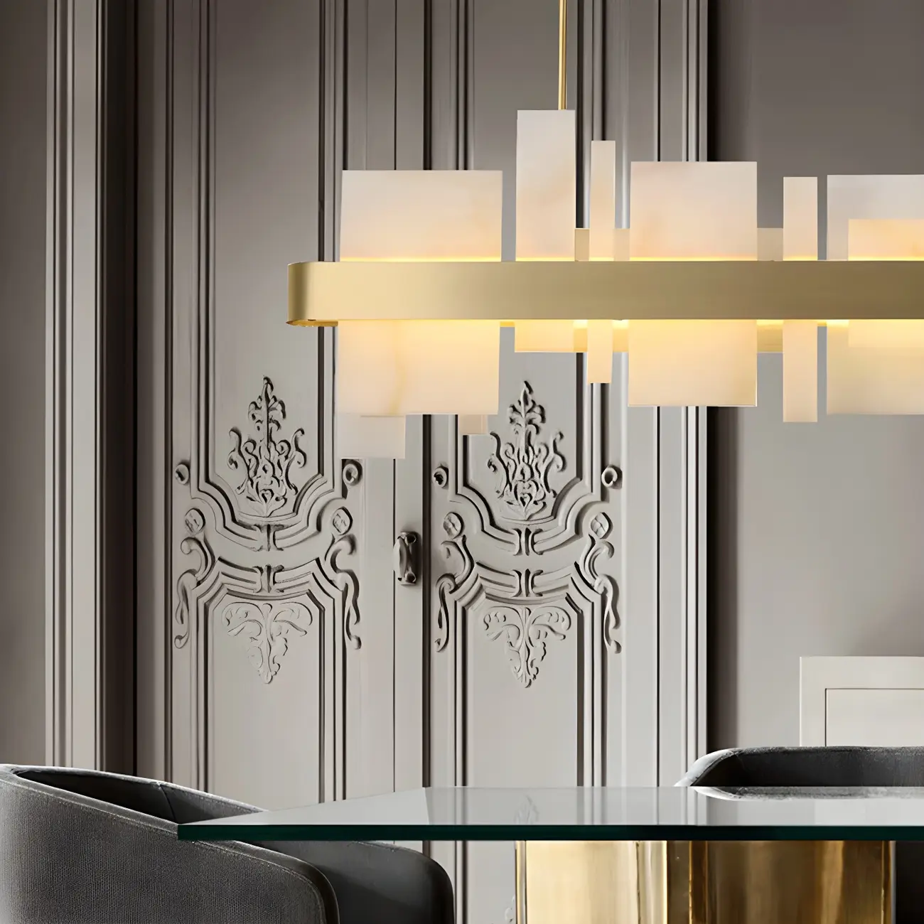 Sleek Modern Gold Rectangle LED Pendant Light Image - 3 | homeyfad