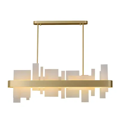 Sleek Modern Gold Rectangle LED Pendant Light Image - 5