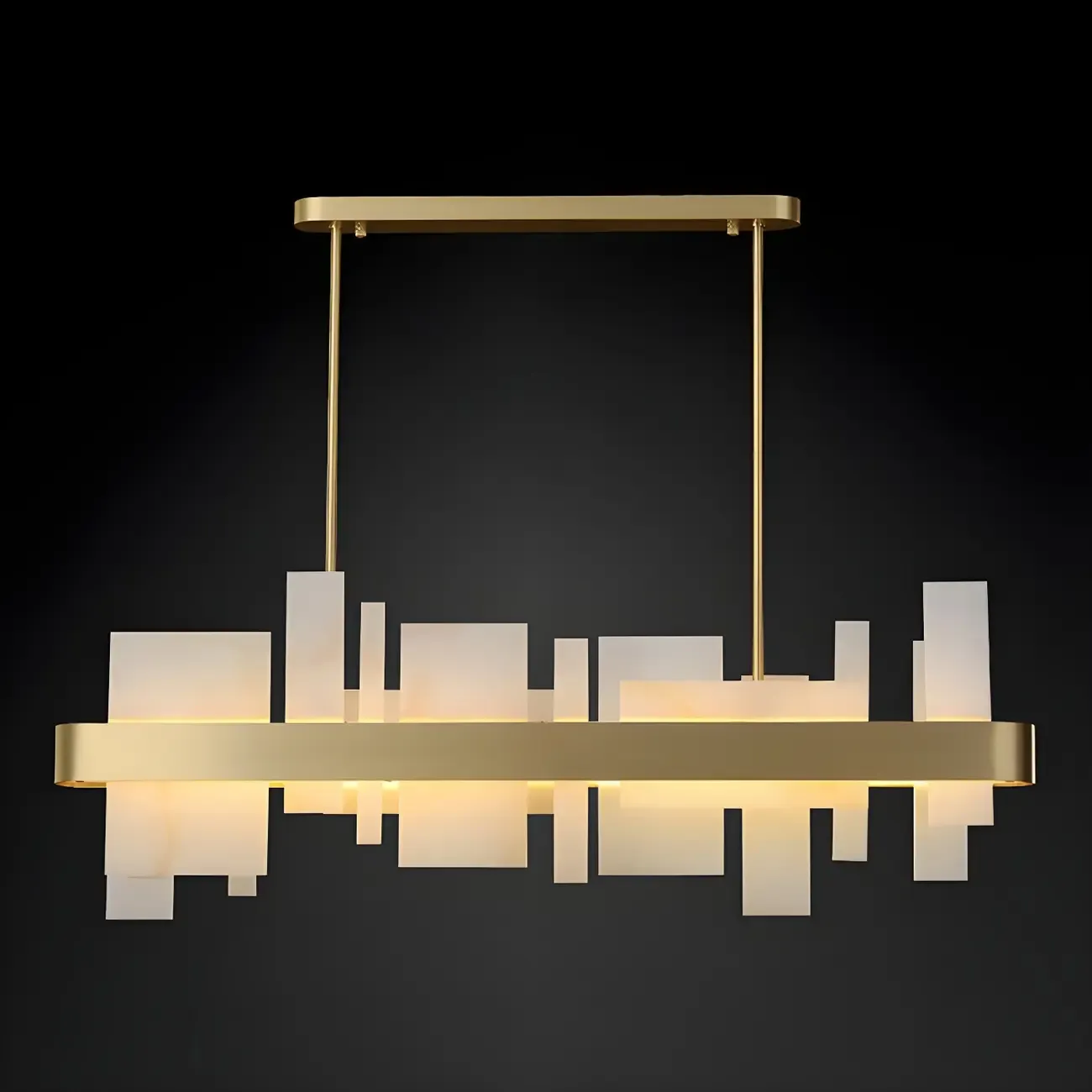 Sleek Modern Gold Rectangle LED Pendant Light Image - 6