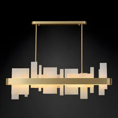 Sleek Modern Gold Rectangle LED Pendant Light Image - 6