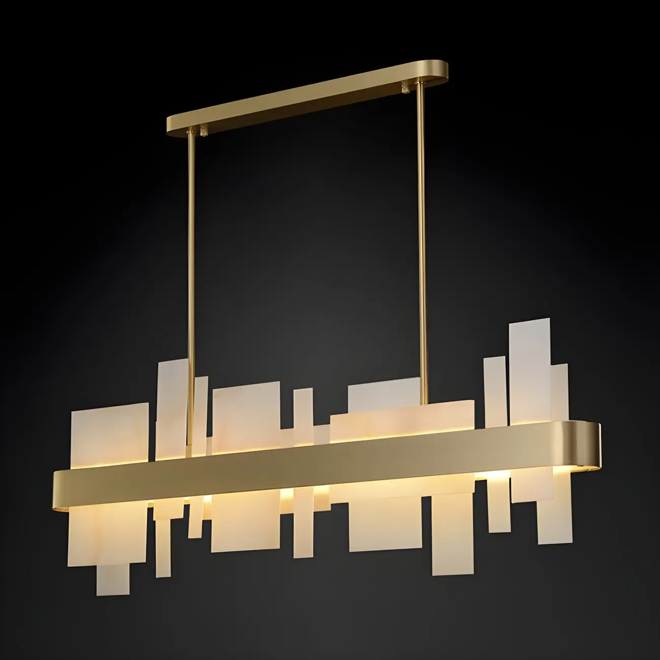Sleek Modern Gold Rectangle LED Pendant Light Image - 7 | homeyfad