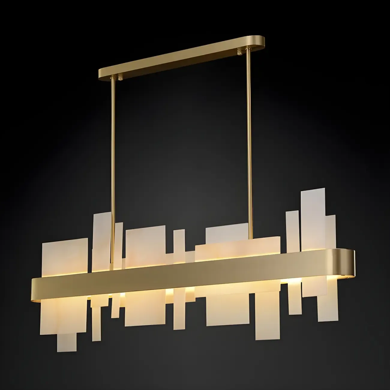 Sleek Modern Gold Rectangle LED Pendant Light Image - 7