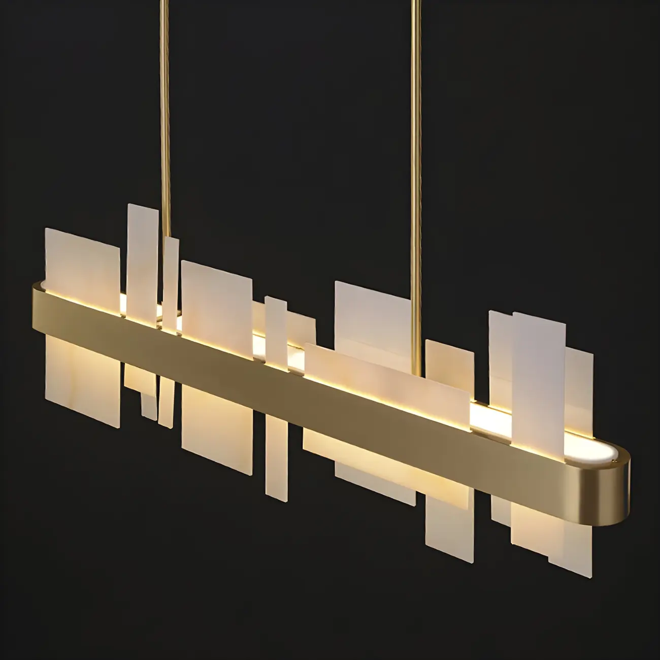 Sleek Modern Gold Rectangle LED Pendant Light Image - 8 | homeyfad