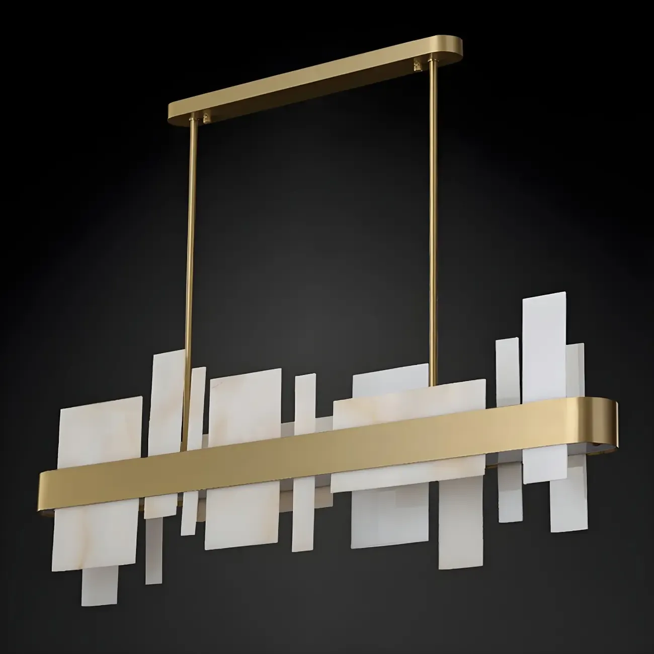 Sleek Modern Gold Rectangle LED Pendant Light Image - 9