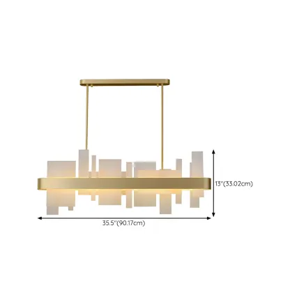 Sleek Modern Gold Rectangle LED Pendant Light #size