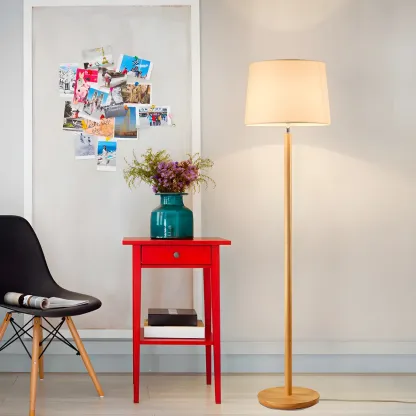 Modern Wooden Floor Lamp Minimalist Design for Living Room Image - 4