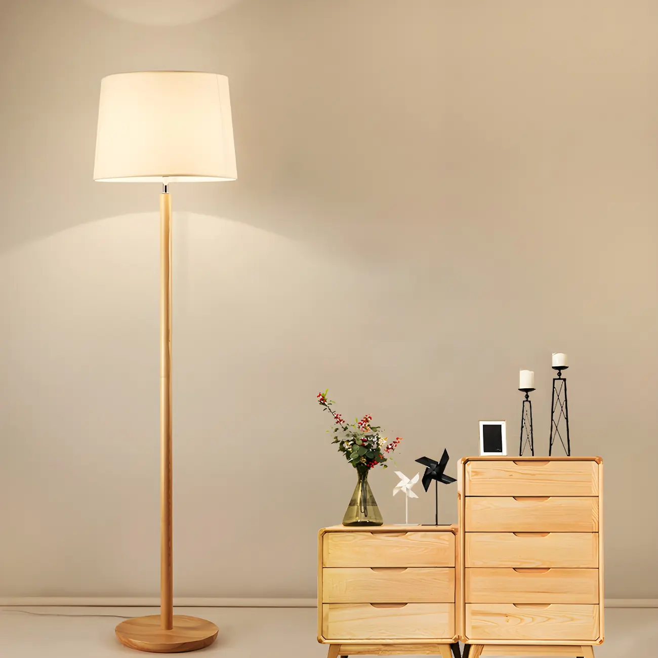 Modern Wooden Floor Lamp Minimalist Design for Living Room Image - 5 | homeyfad