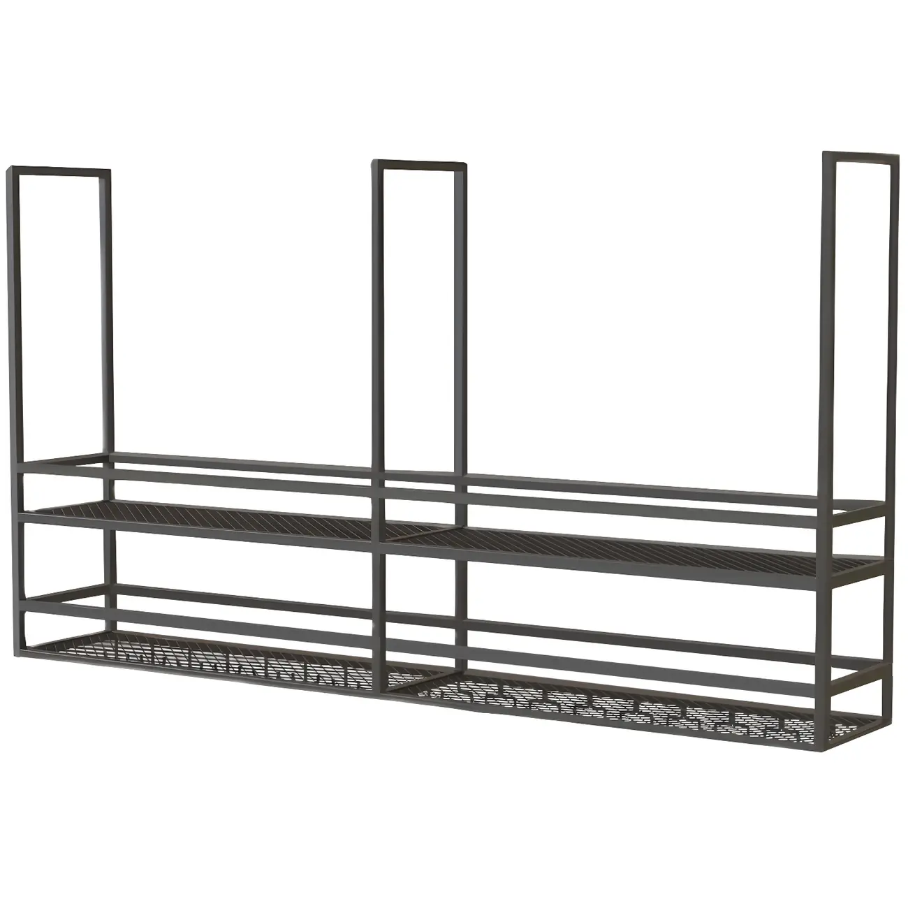 Black Metal Large Hanging Wine Rack with Glass Holder Image - 5 | homeyfad