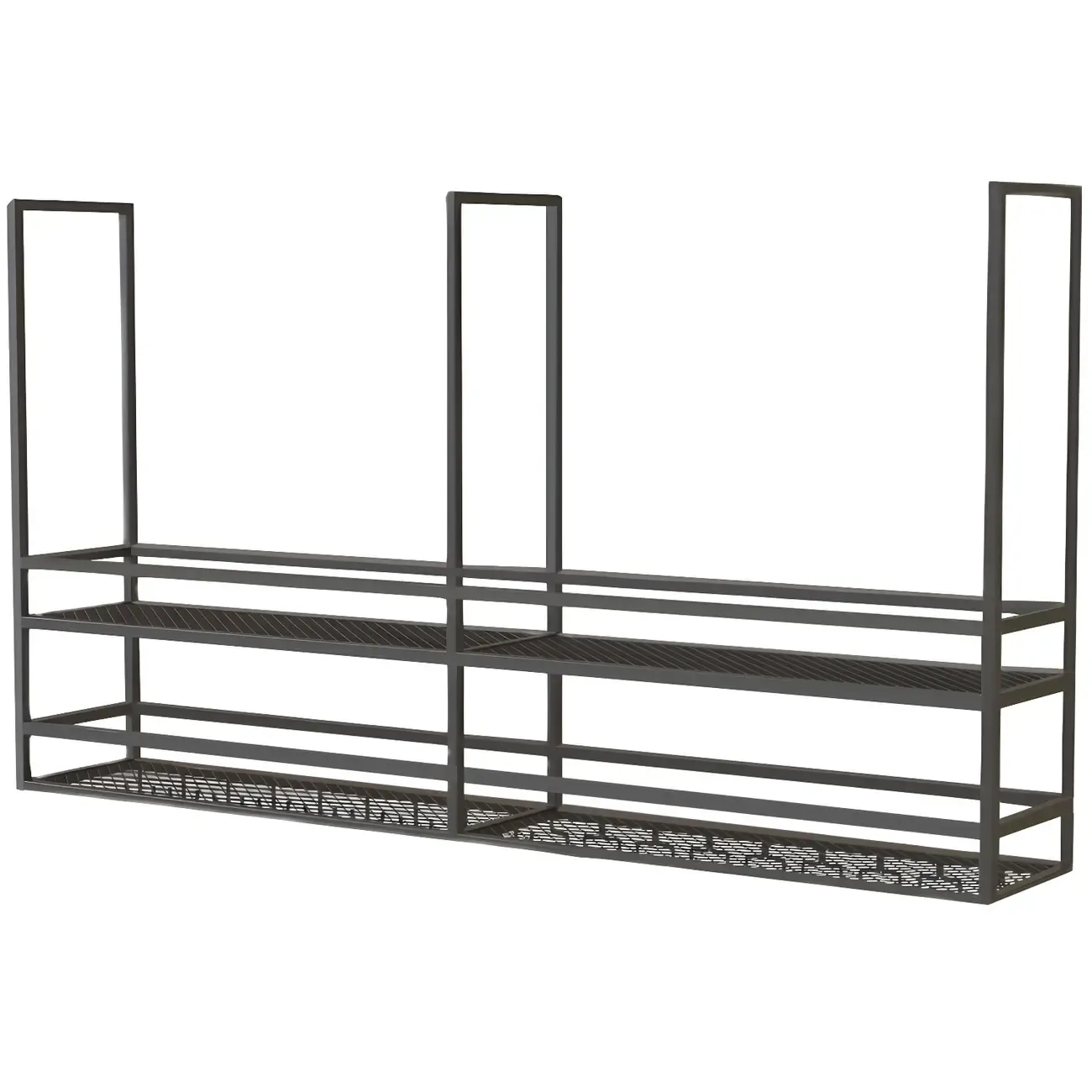 Black Metal Large Hanging Wine Rack with Glass Holder | HomeyFad