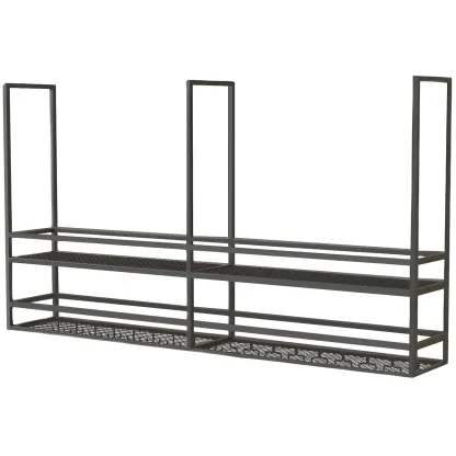 Black Metal Large Hanging Wine Rack with Glass Holder Image - 5