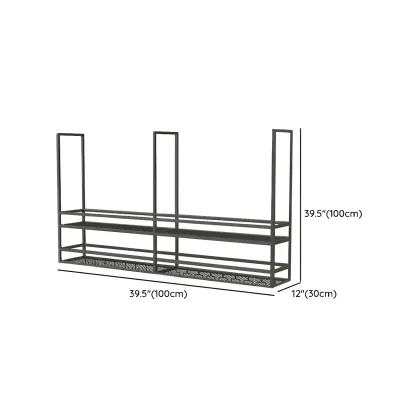 Black Metal Large Hanging Wine Rack with Glass Holder #size
