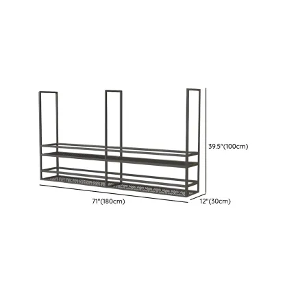 Black Metal Large Hanging Wine Rack with Glass Holder Image - 11