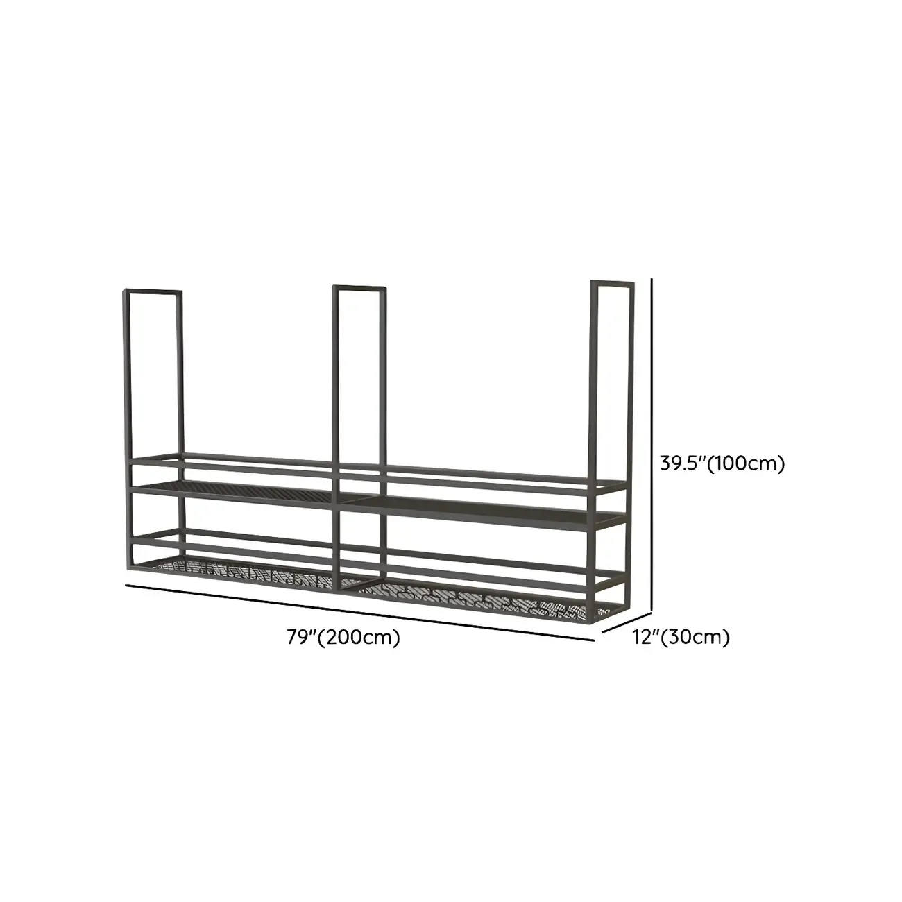 Black Metal Large Hanging Wine Rack with Glass Holder Image - 13