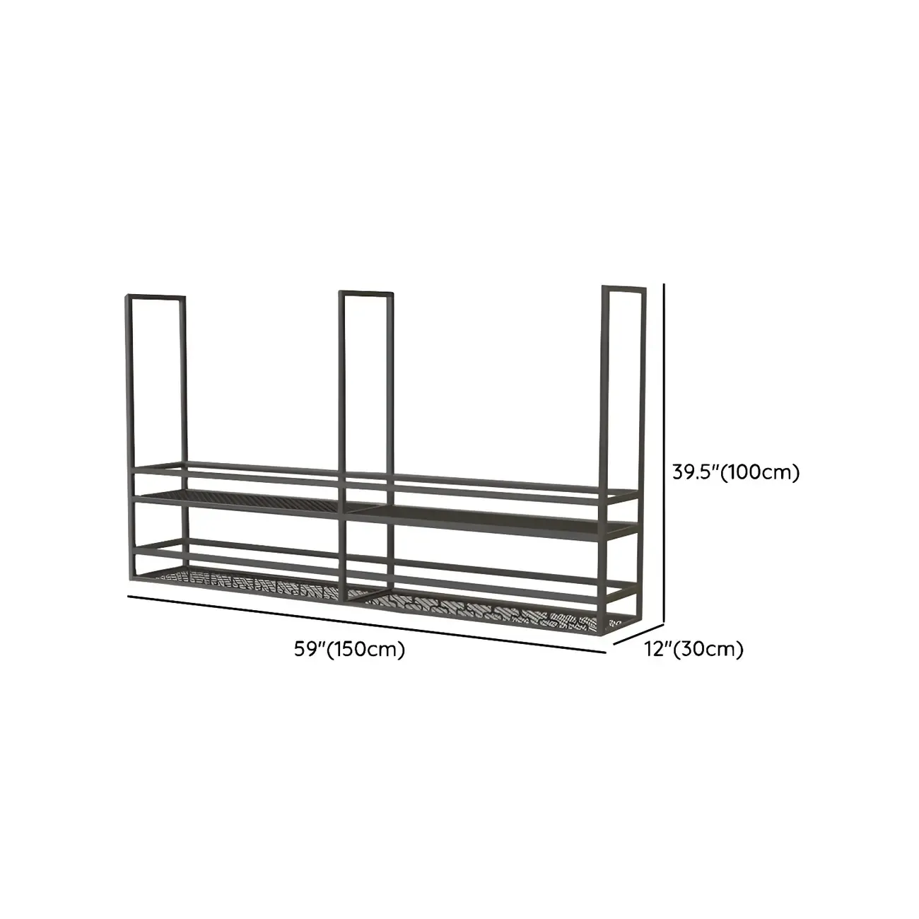 Black Metal Large Hanging Wine Rack with Glass Holder Image - 15