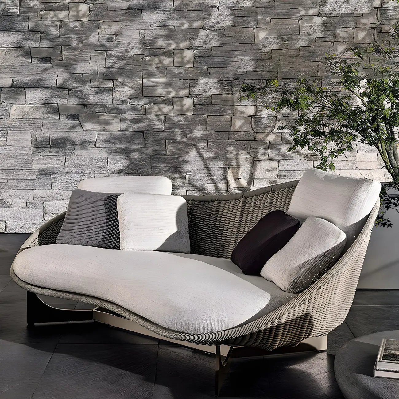 Modern Weather-Resistant Metal Outdoor Patio Sofa Image - 1 | homeyfad