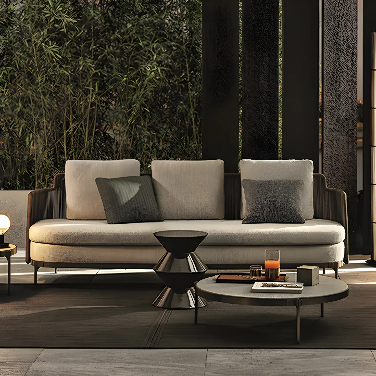 Modern Metal Patio Sofa with Water & UV Resistance Image - 1 | homeyfad