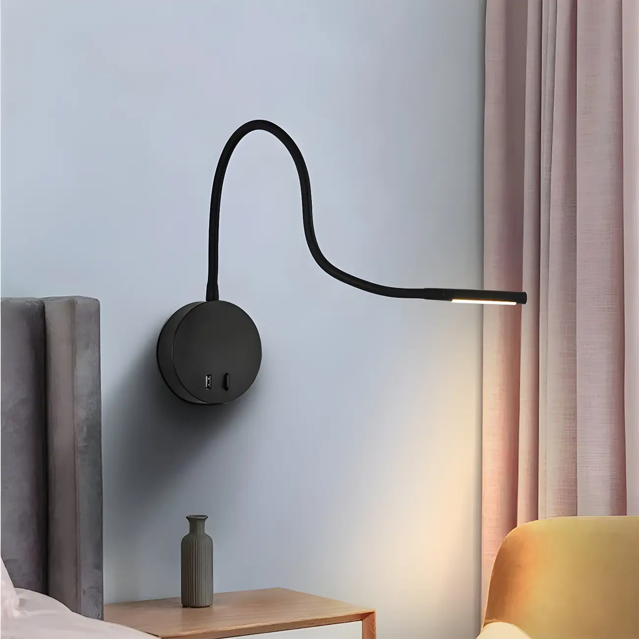 Minimalist Flexible Hose Swing Arm Wall Light Image - 1 | homeyfad