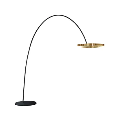 Metal Ring LED Arched Gold Floor Lamp Standing Light Dimmable