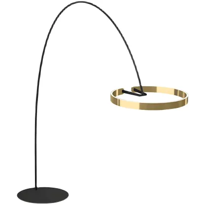 Metal Ring LED Arched Gold Floor Lamp Standing Light Dimmable