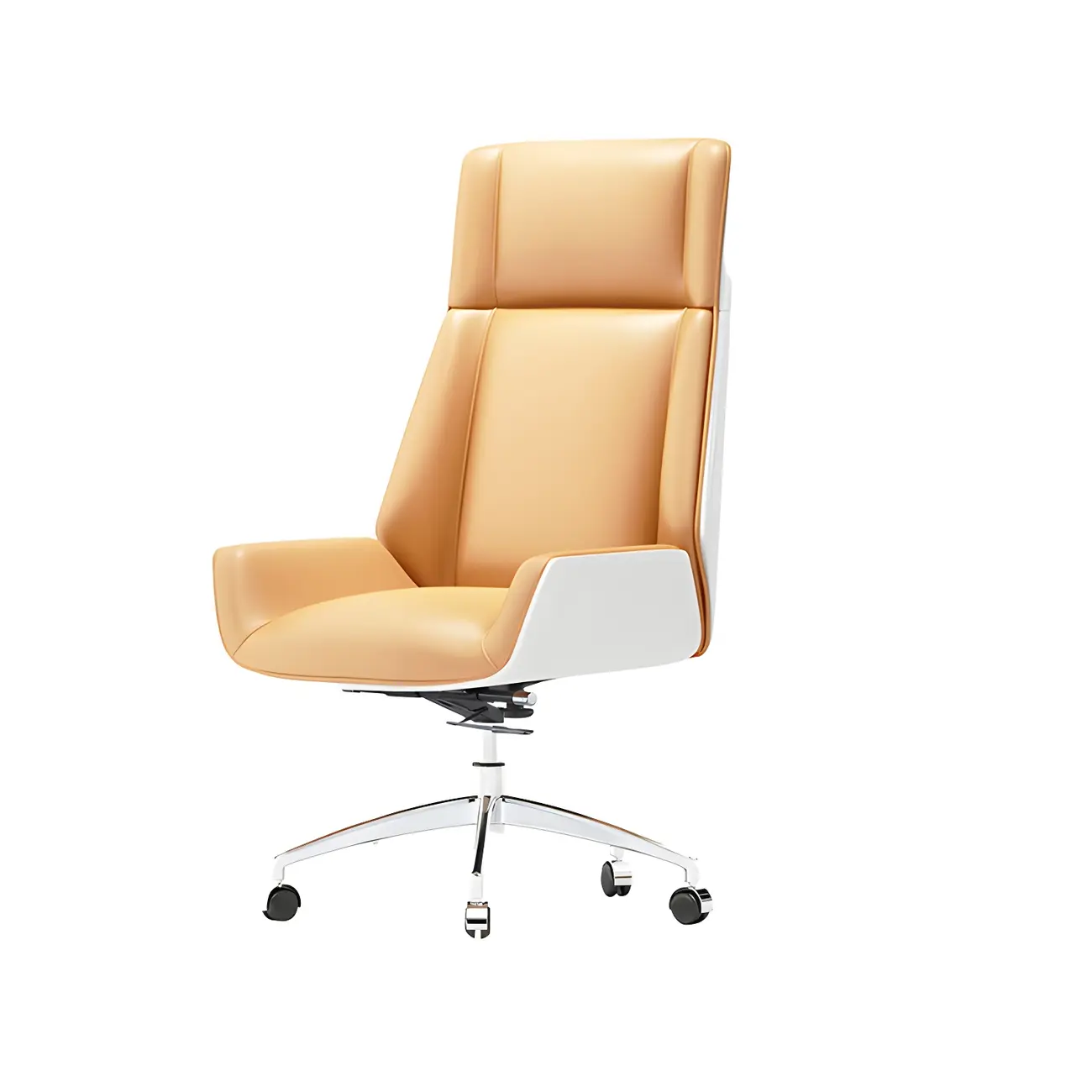 Modern High-Back Ergonomic Genuine Leather Swivel Office Chairs Image - 9 | homeyfad