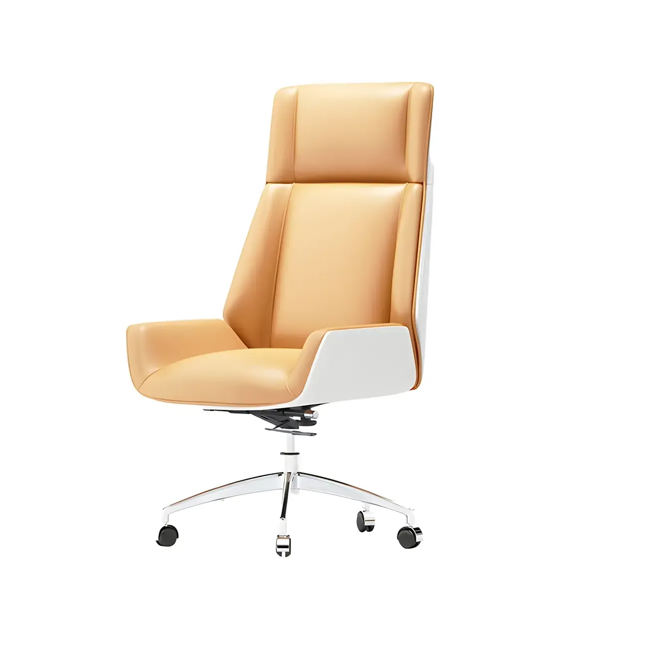 Modern High-Back Ergonomic Genuine Leather Swivel Office Chairs Image - 9