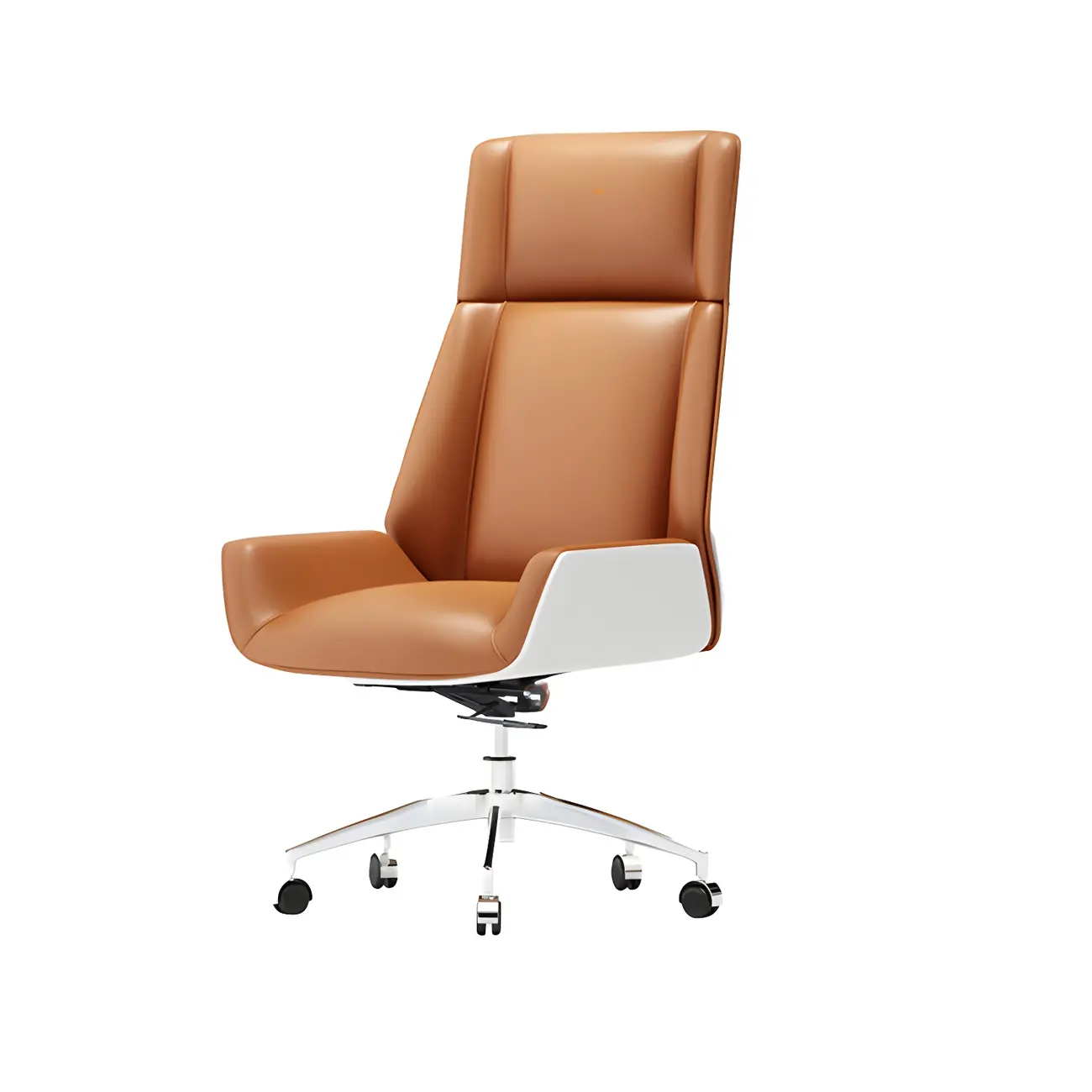 Modern High-Back Ergonomic Genuine Leather Swivel Office Chairs Image - 11 | homeyfad
