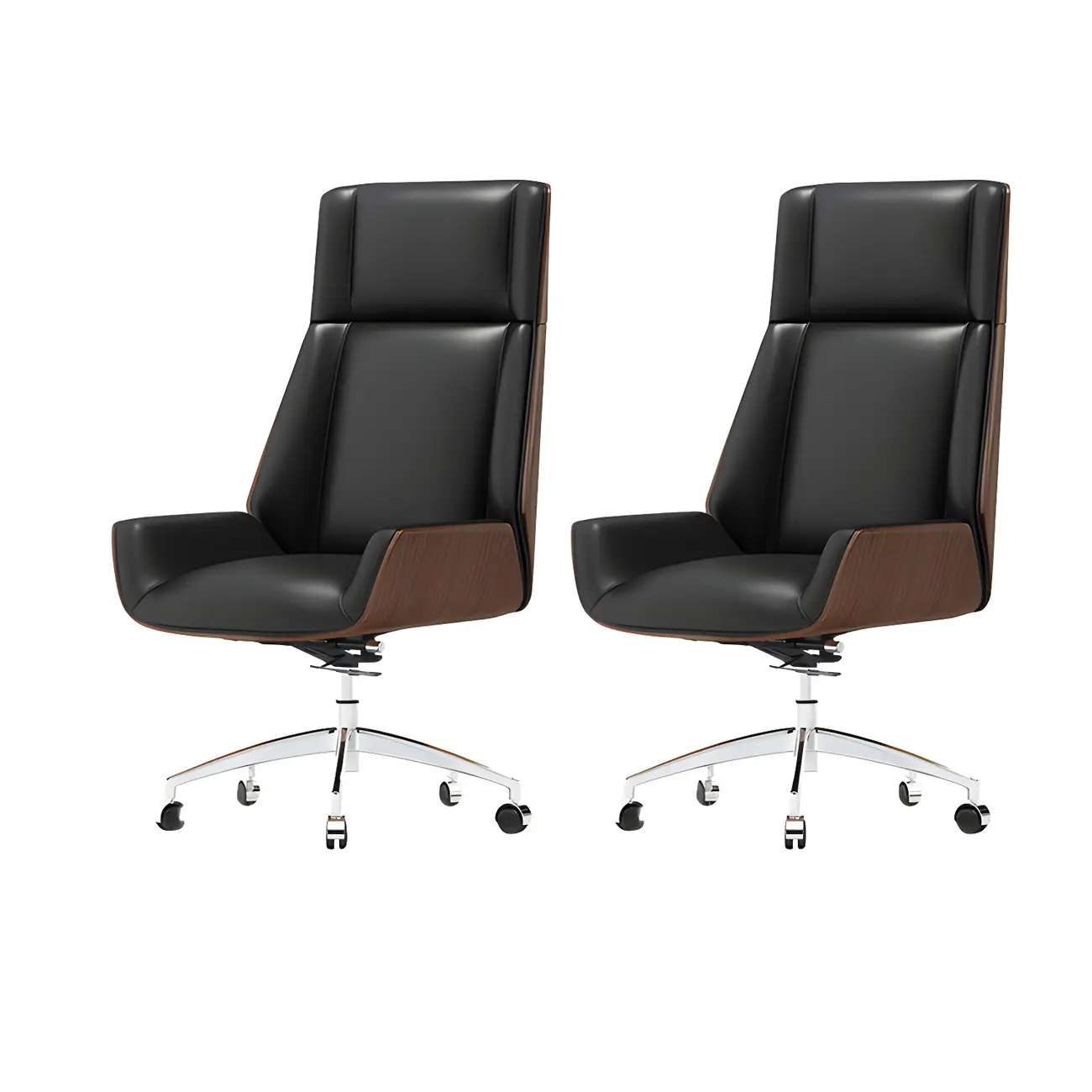 Modern High-Back Ergonomic Genuine Leather Swivel Office Chairs Image - 15 | homeyfad