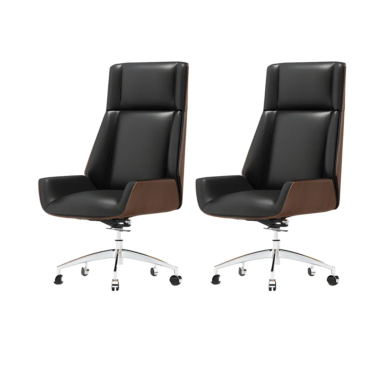 Modern High-Back Ergonomic Genuine Leather Swivel Office Chairs Image - 15