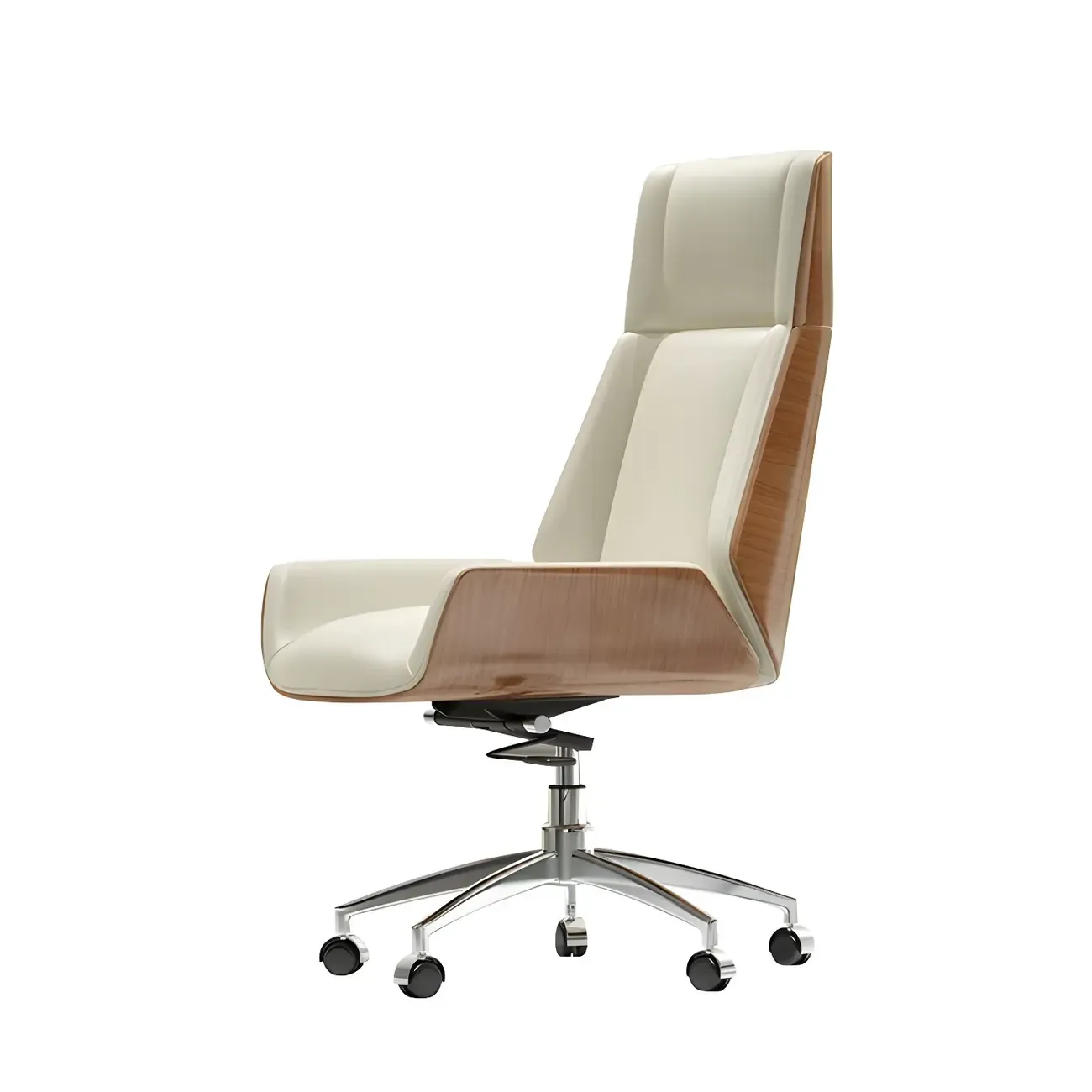 Modern High-Back Ergonomic Genuine Leather Swivel Office Chairs Image - 12