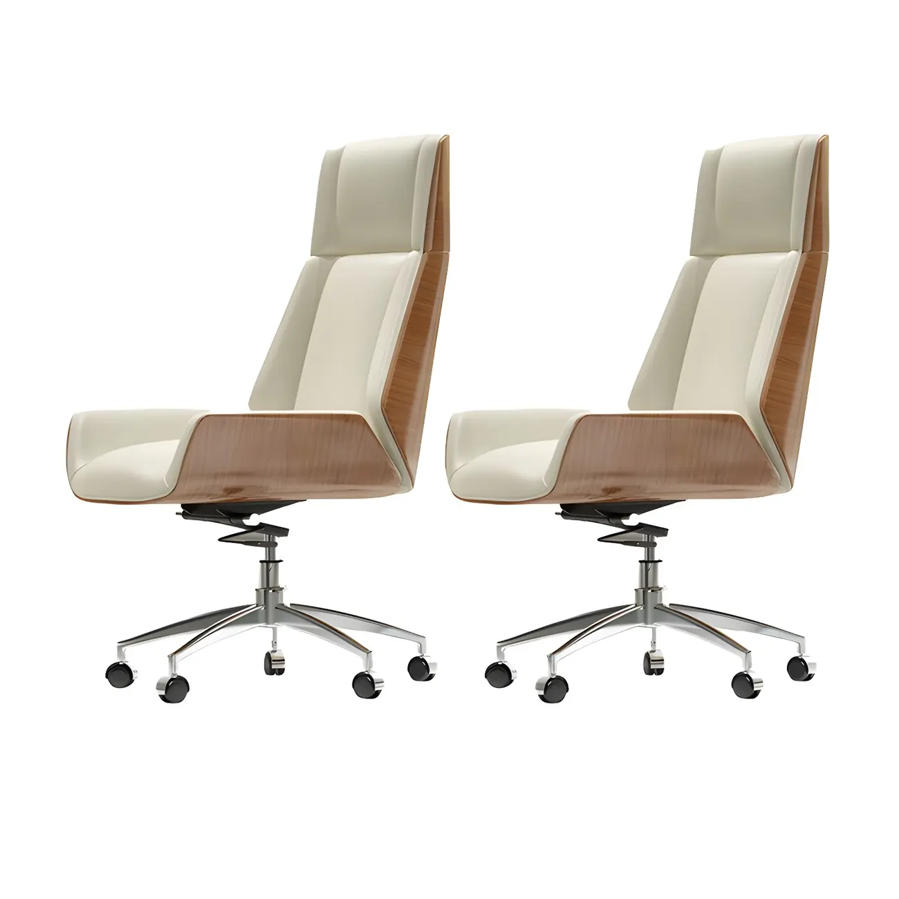 Modern High-Back Ergonomic Genuine Leather Swivel Office Chairs Image - 17 | homeyfad
