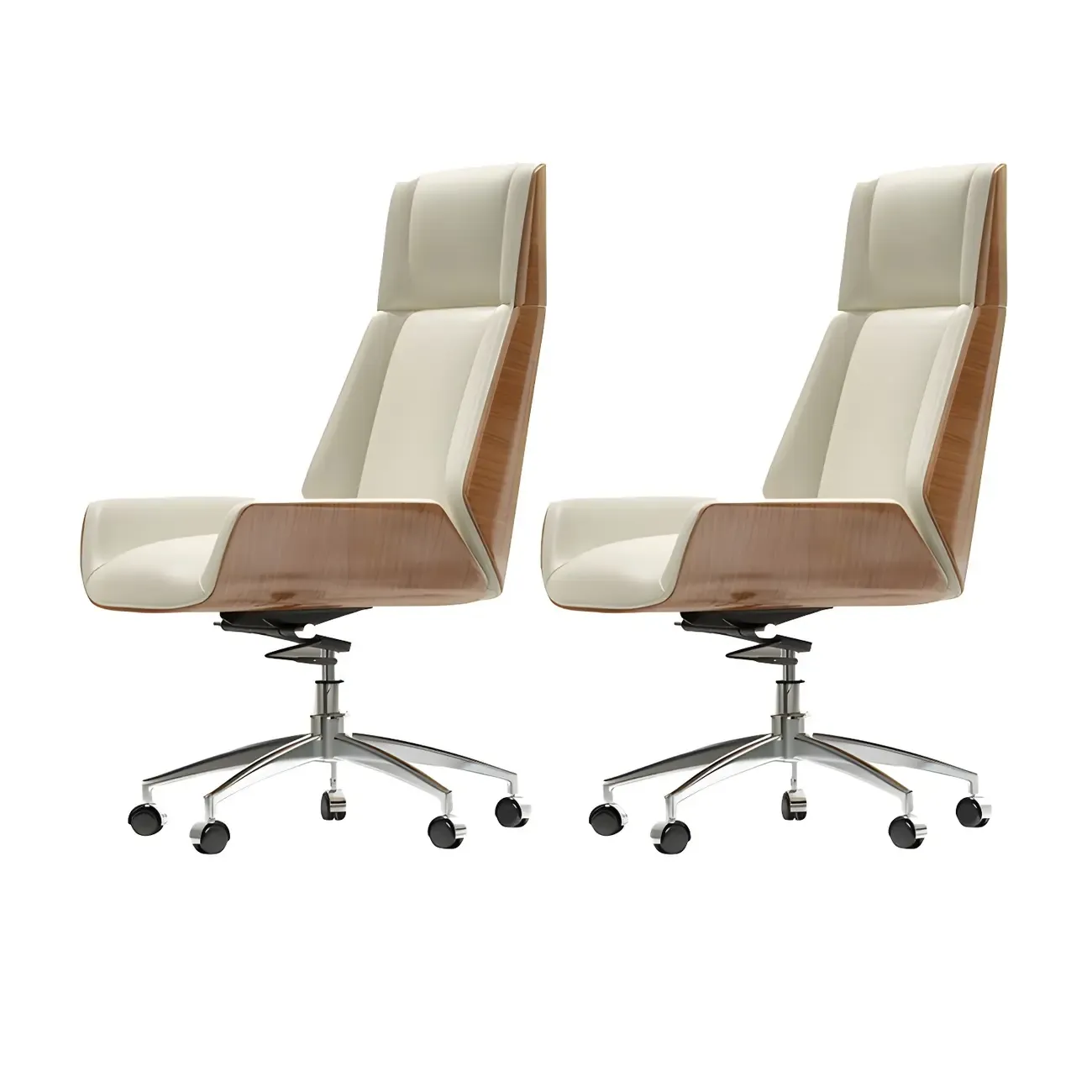 Modern High-Back Ergonomic Genuine Leather Swivel Office Chairs Image - 17
