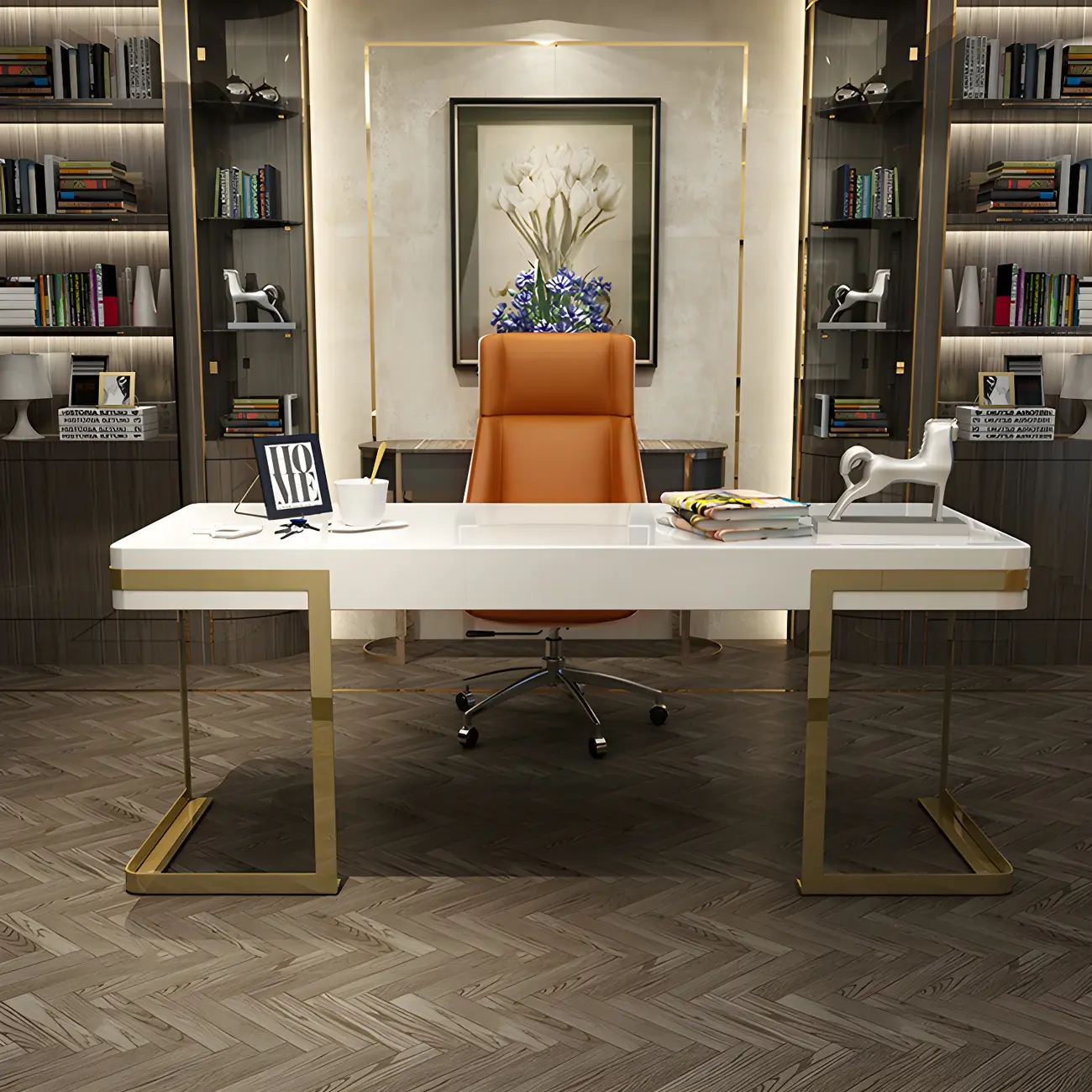 Modern High-Back Ergonomic Genuine Leather Swivel Office Chairs Image - 3 | homeyfad