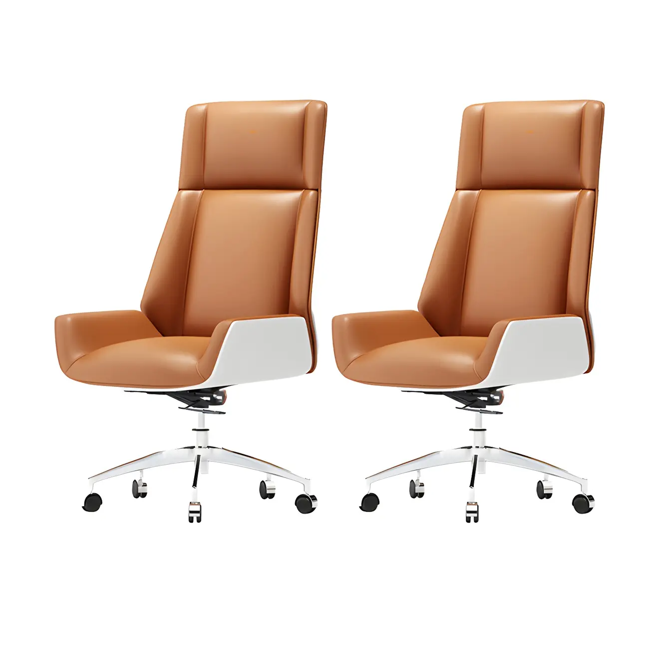 Modern High-Back Ergonomic Genuine Leather Swivel Office Chairs Image - 18 | homeyfad