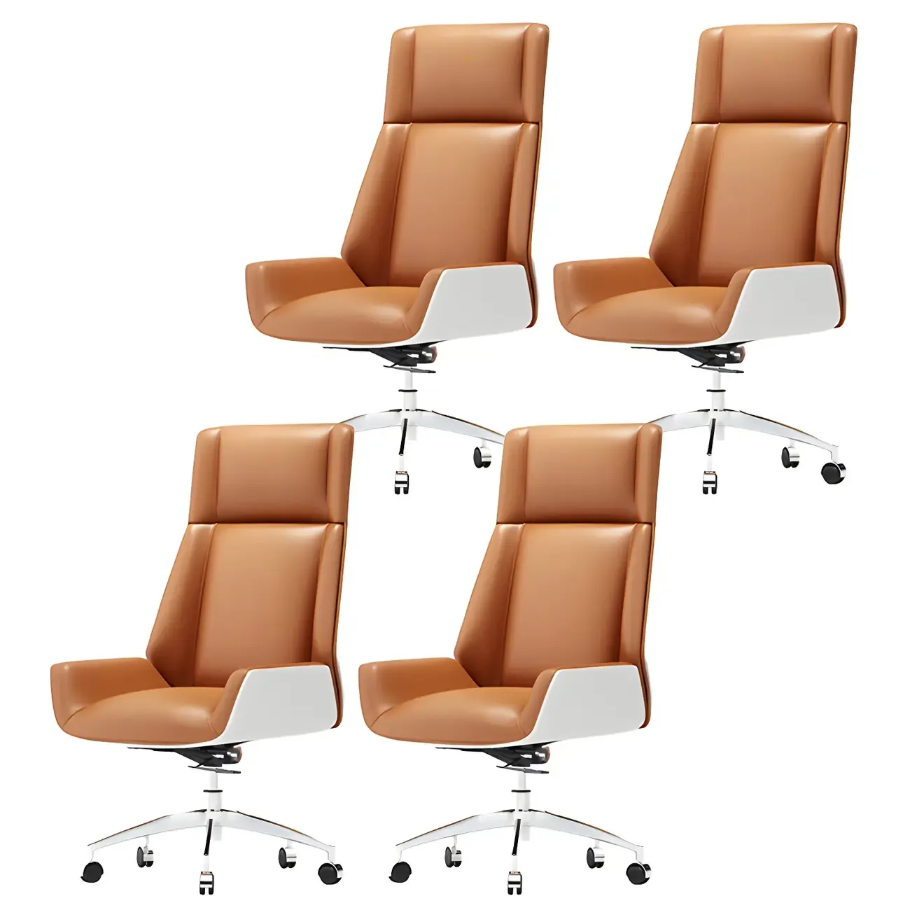 Modern High-Back Ergonomic Genuine Leather Swivel Office Chairs Image - 22